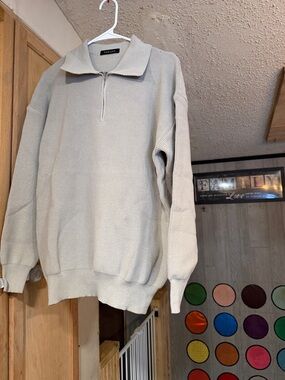 Paran Men's Zip-Up Collared Sweater in Light Beige(5)